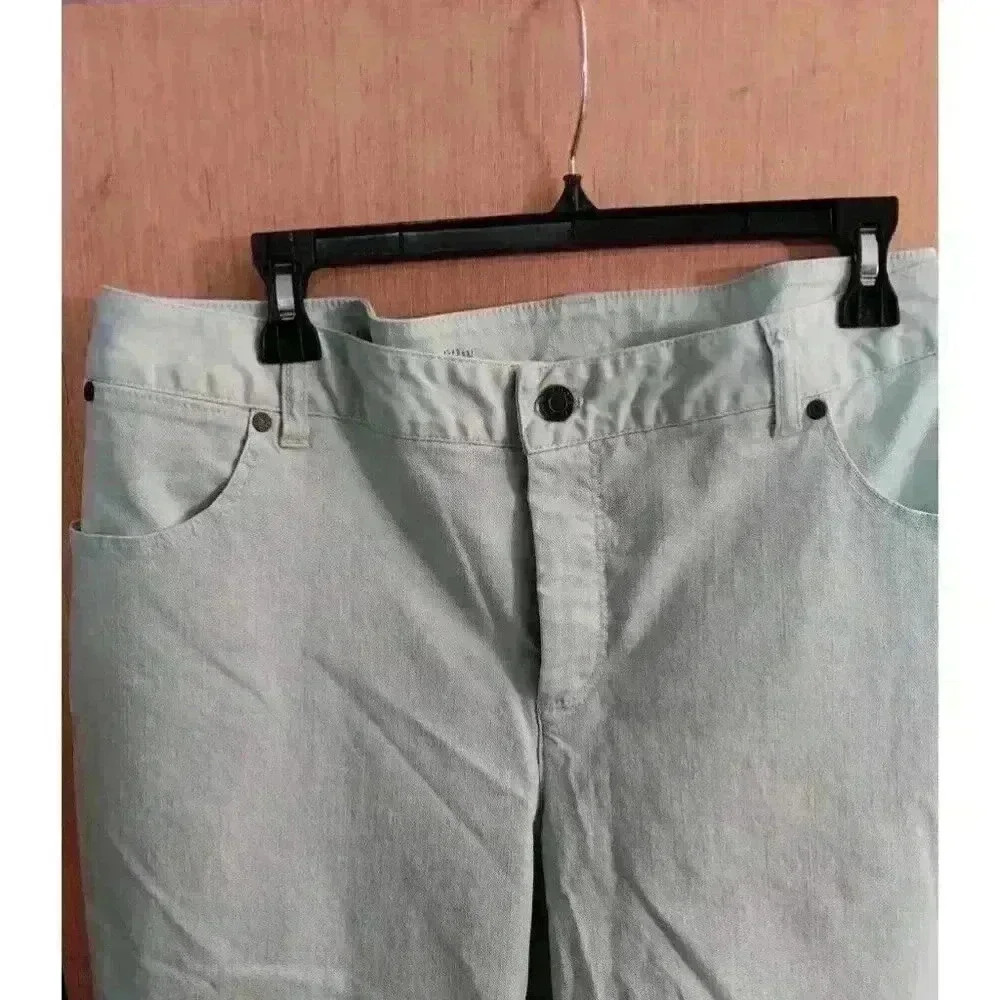 TALBOTS (22W) W- HERITAGE Slim Crop Pale Green High-Waist Casual Jeans